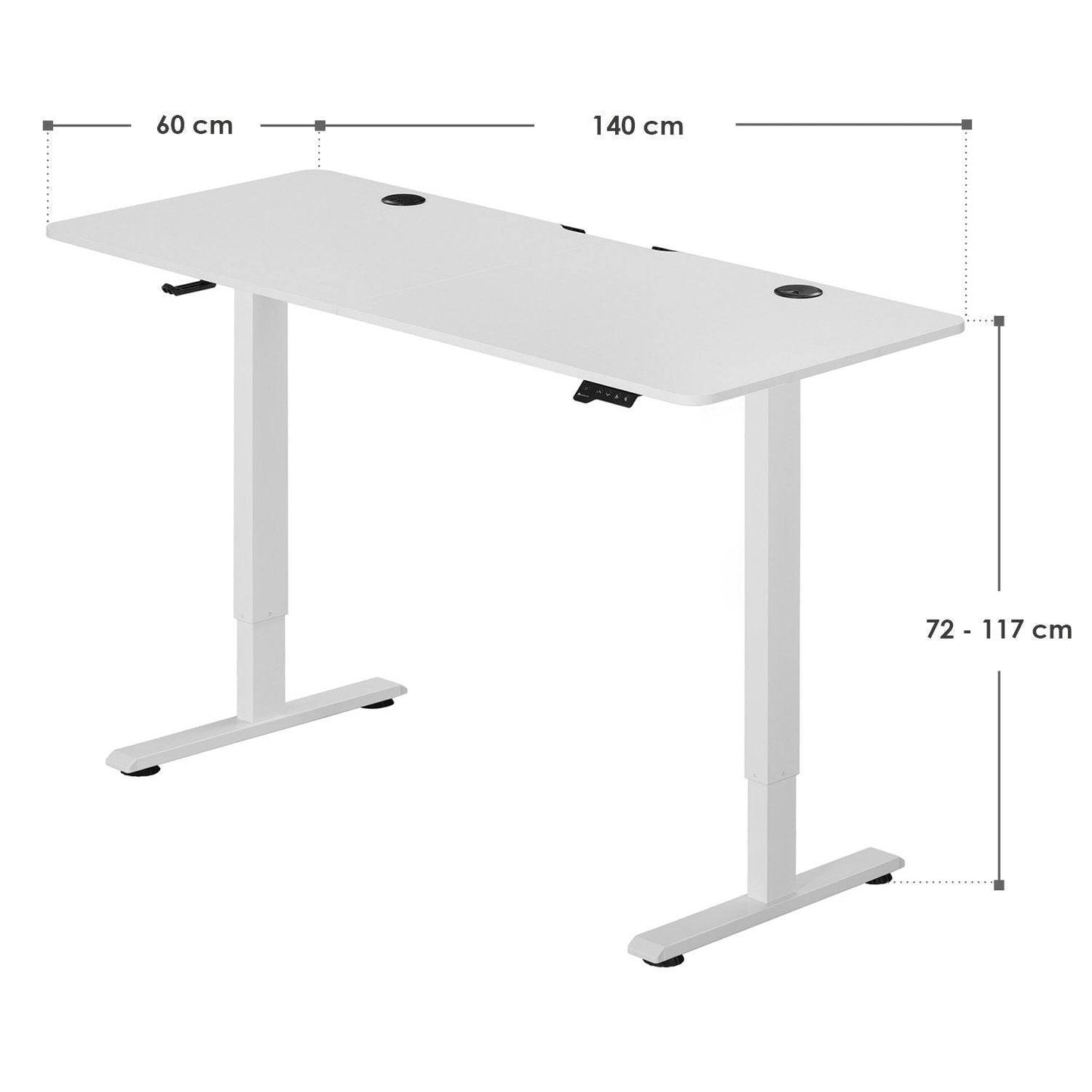 Elektrisch verstellbarer Schreibtisch 140x60 cm in Weiss - Palo24