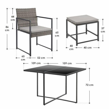 Groupe de sièges en polyrotin Bahamas L au design industriel gris