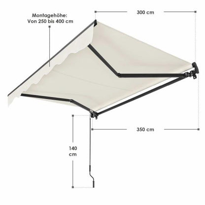 Tenda da sole a braccio articolato 350 x 300 cm con manovella beige