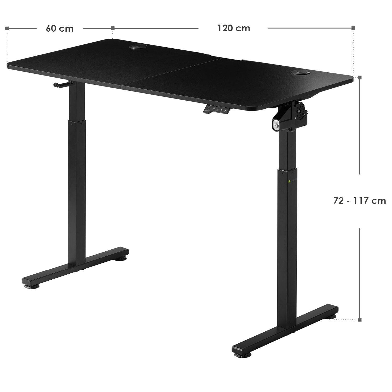Elektrisch verstellbarer Schreibtisch 120x60 cm Schwarz - Palo24
