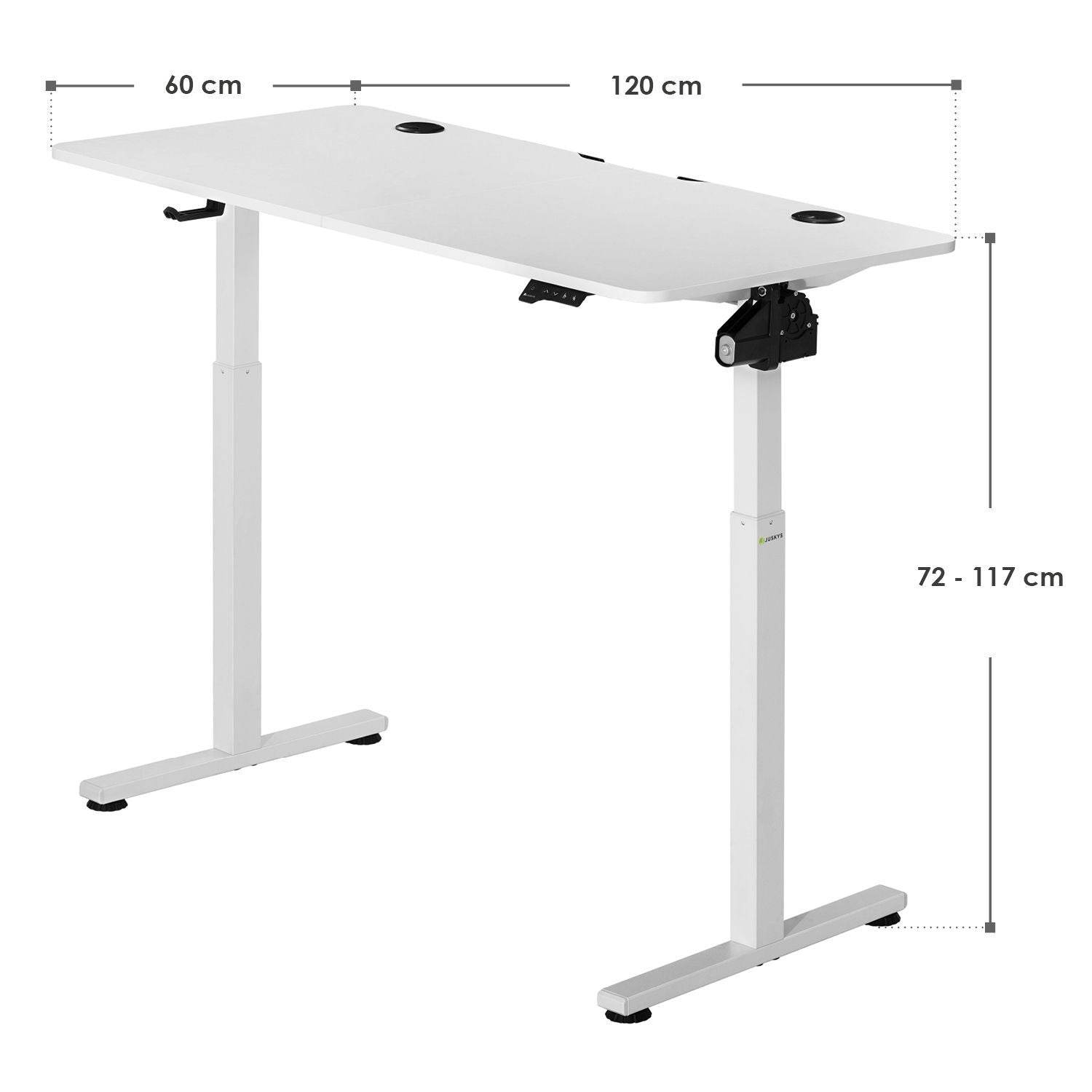 Elektrisch verstellbarer Schreibtisch 120x60 cm Weiss - Palo24