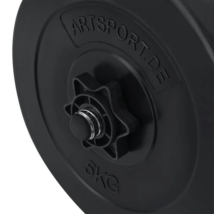 Ensemble d'haltères 3 en 1 (haltère, haltère long et haltère curl) avec un total de plaques de poids de 60 kg