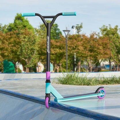 Stunt Scooter Retro Purple in Blau Lila Trick Roller mit 360° Lenkung