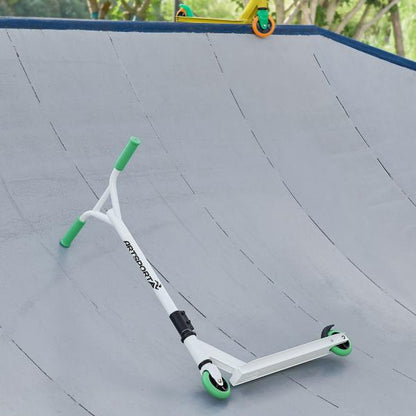 Monopattino Stunt Scooter Futuristico Bianco Verde Monopattino Stunt con Sterzo a 360°