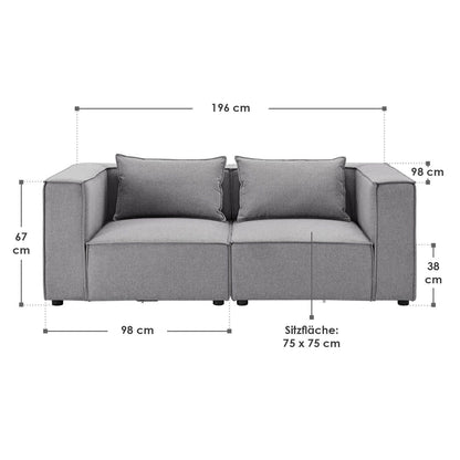 Modulares Sofa Domas S - 2 Sitzer Stoff Dunkelgrau