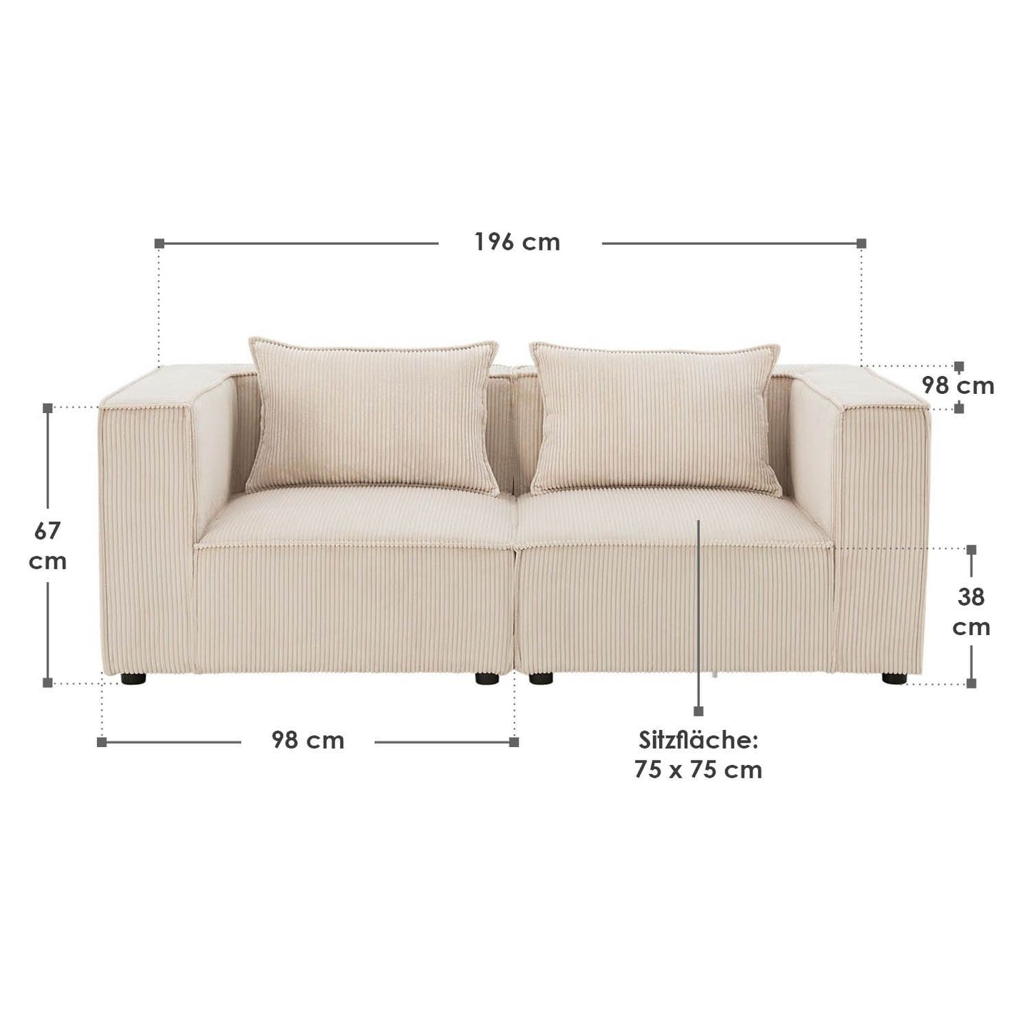 Modulares Sofa Domas S - 2 Sitzer Beige