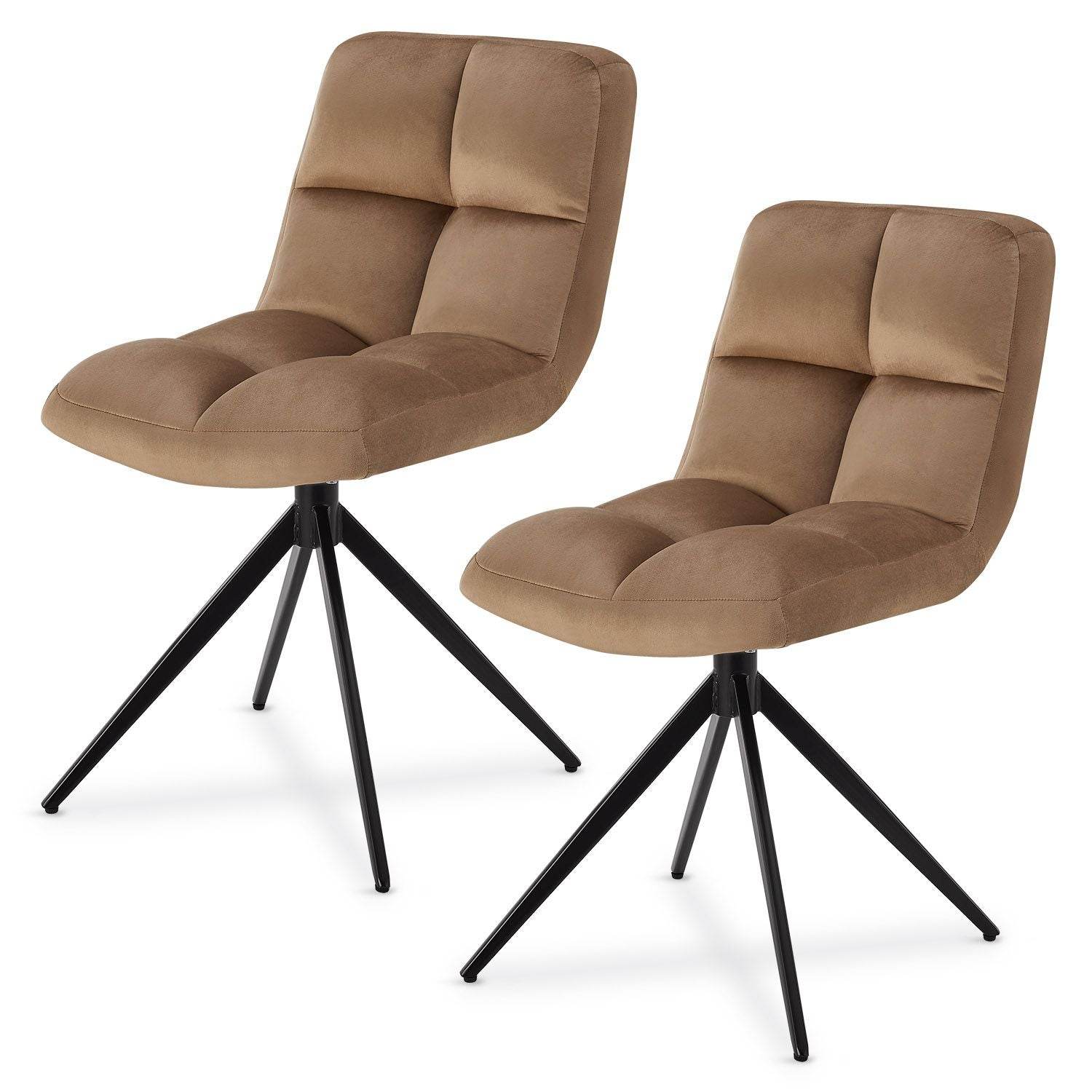 Drehstuhl Dallas 2er Set Samt Hellbraun - Palo24