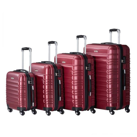 Hartschalen Kofferset Rom - Rot 4-teiliges Set mit schlagfester ABS-Hartschale und 360° Rollen