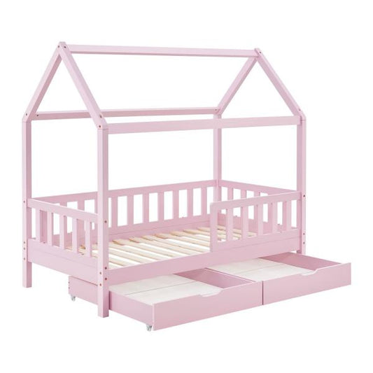 Kinderbett Marli 80 x 160 cm mit Bettkasten und Lattenrost Rosa