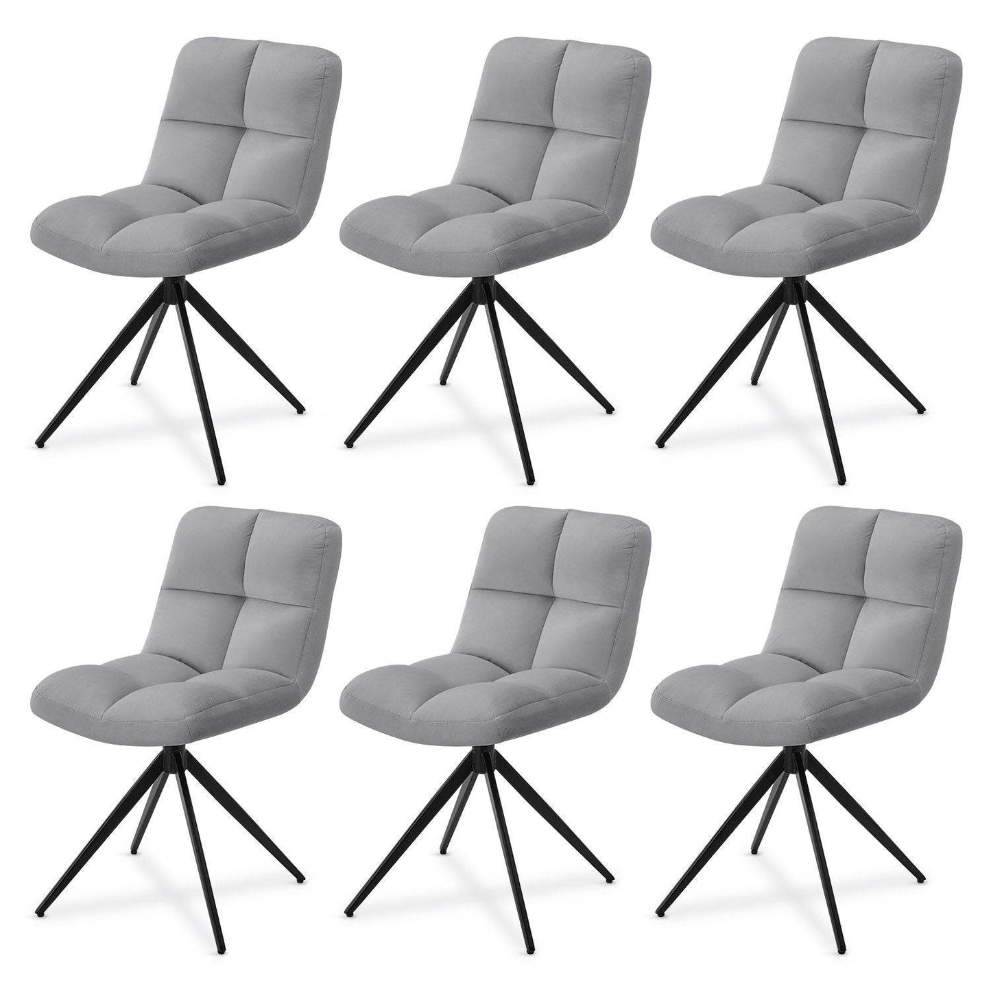 Drehstuhl Dallas 6er Set Hellgrau - Palo24