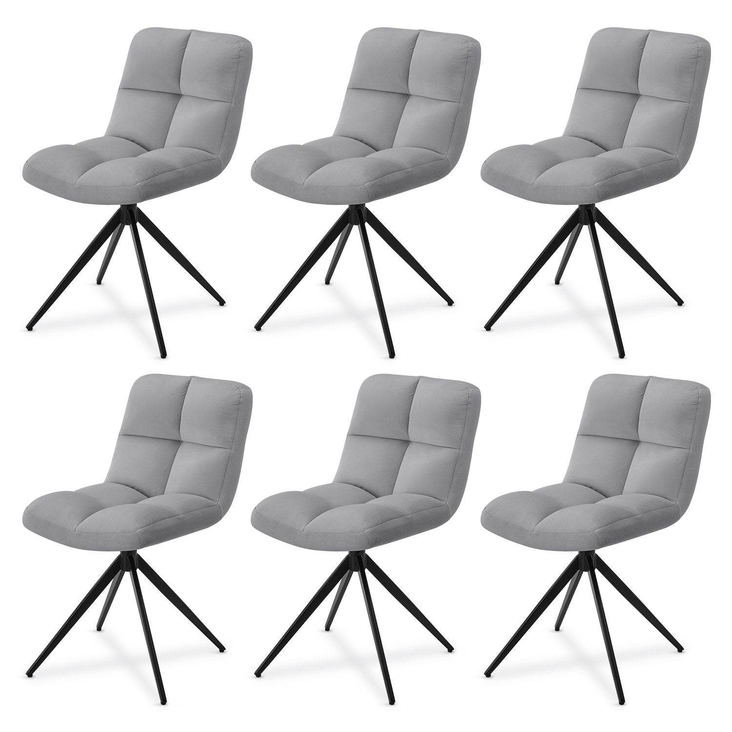 Drehstuhl Dallas 6er Set Hellgrau - Palo24