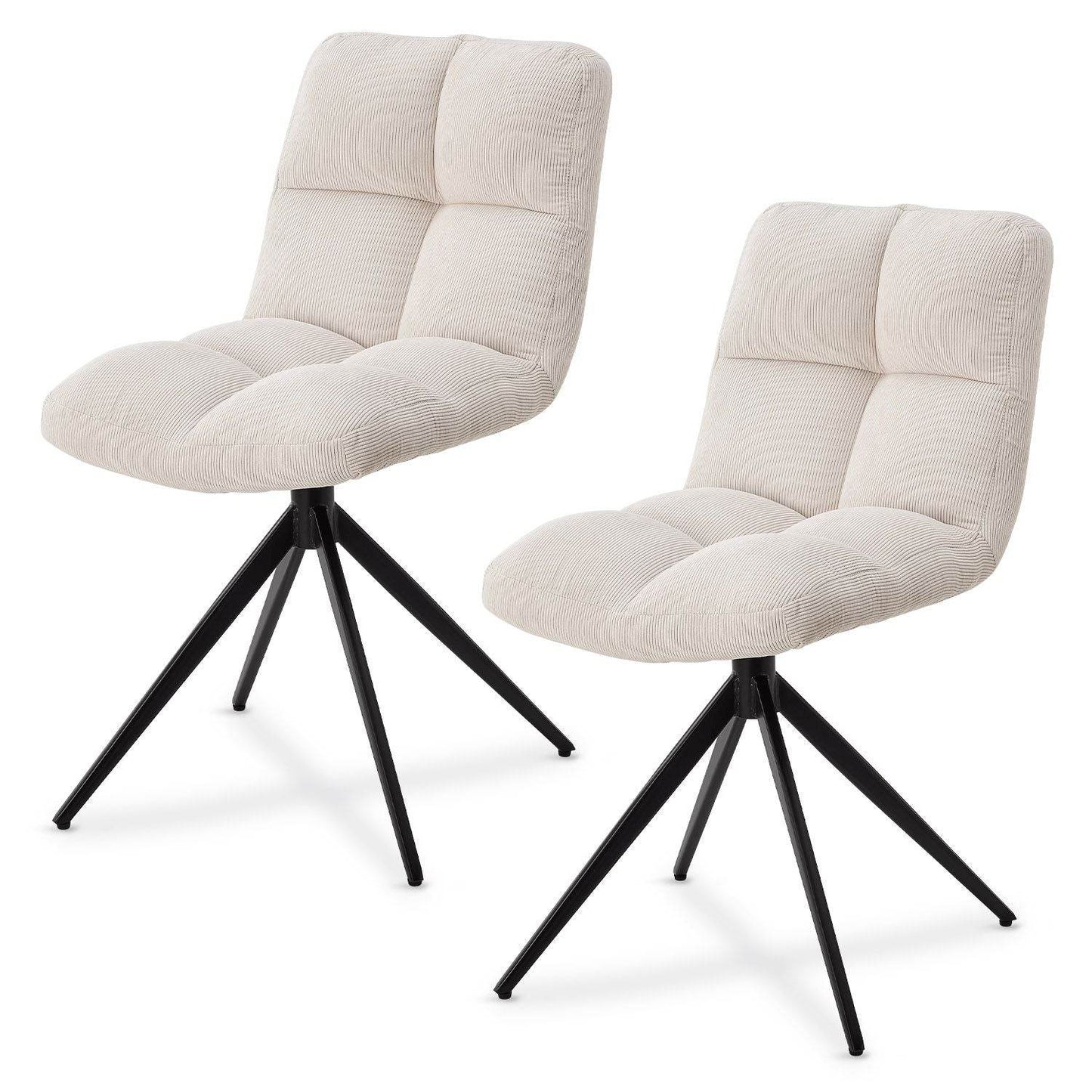 Drehstuhl Dallas 2er Set Cord Beige - Palo24