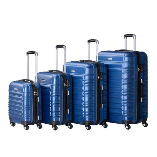 Hartschalen Kofferset Rom - Blau 4-teiliges Set mit schlagfester ABS-Hartschale und 360° Rollen