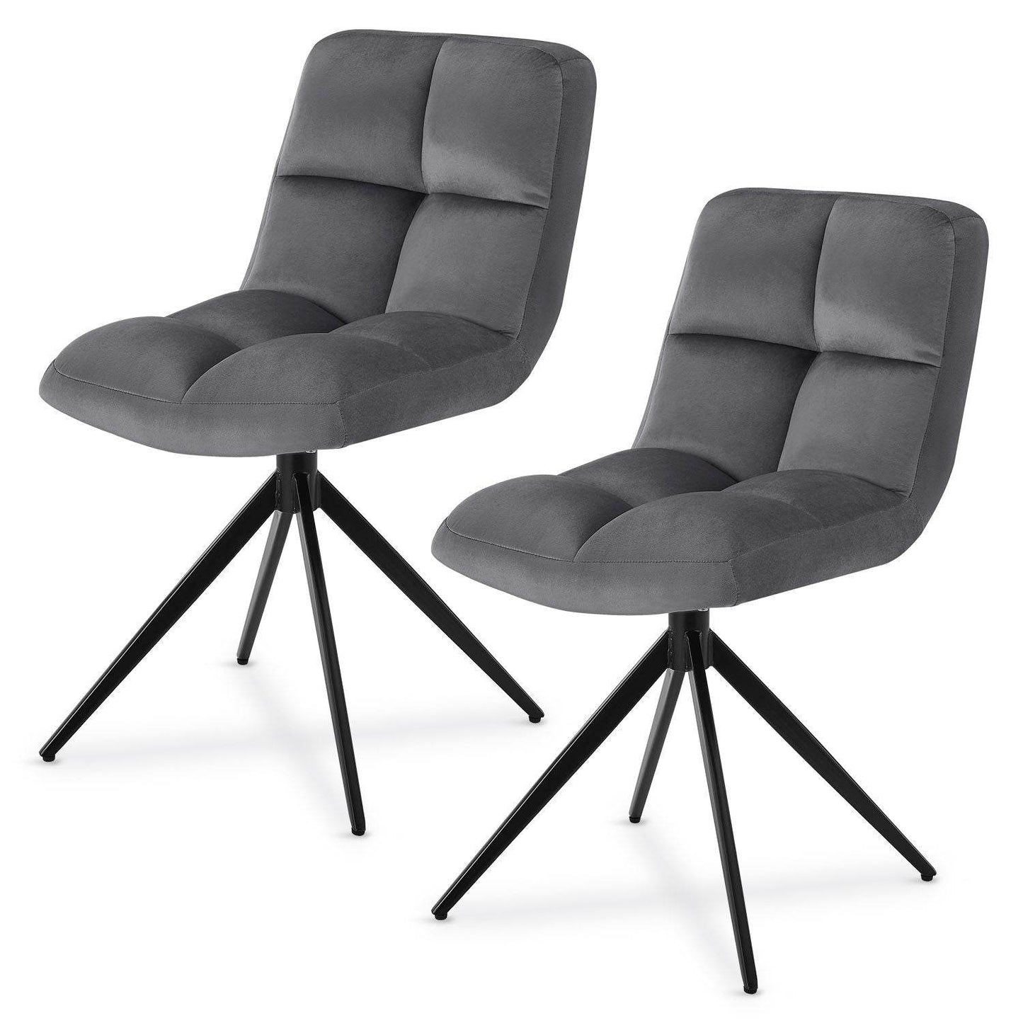 Drehstuhl Dallas 2er Set Samt Dunkelgrau - Palo24