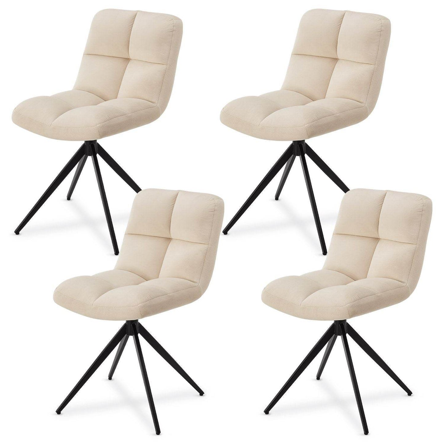 Drehstuhl Dallas 4er Set Samt Beige - Palo24
