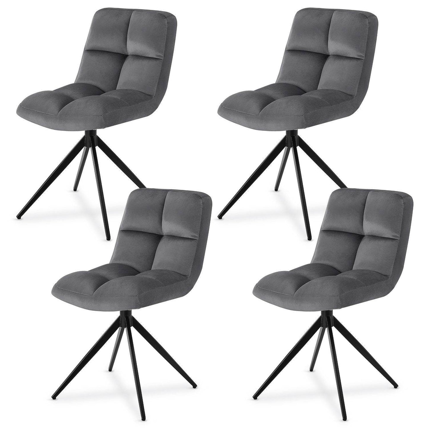 Drehstuhl Dallas 4er Set Samt Dunkelgrau - Palo24