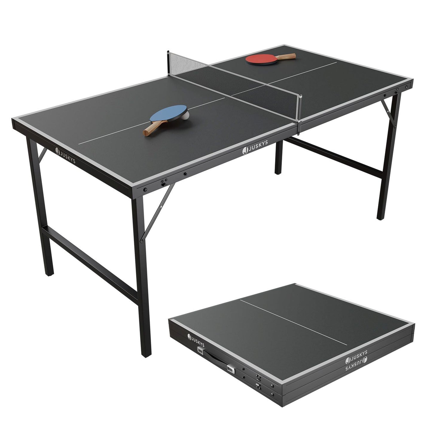 Mini tavolo da ping pong Flexi con accessori - Nero, Argento