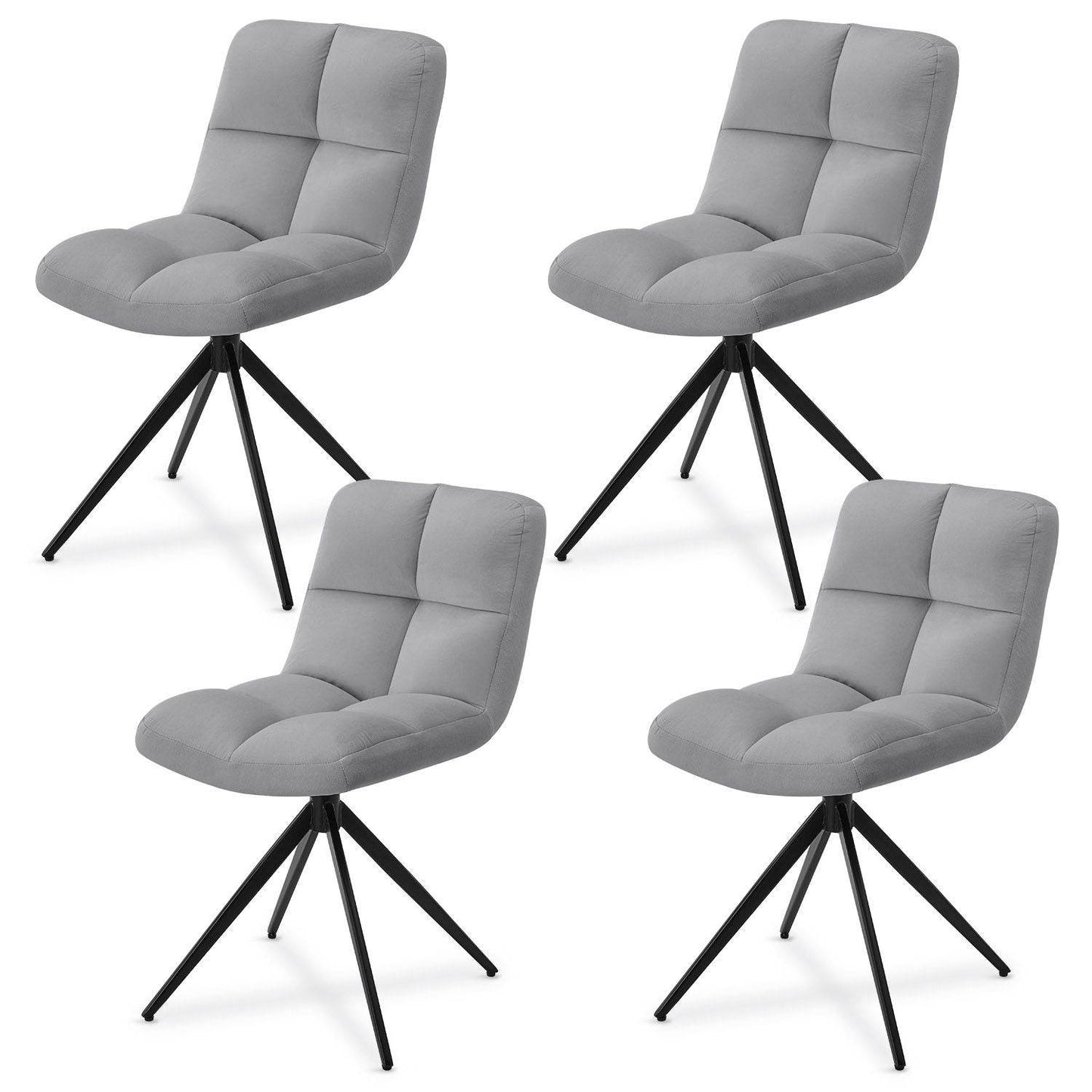 Drehstuhl Dallas 4er Set Samt Hellgrau - Palo24