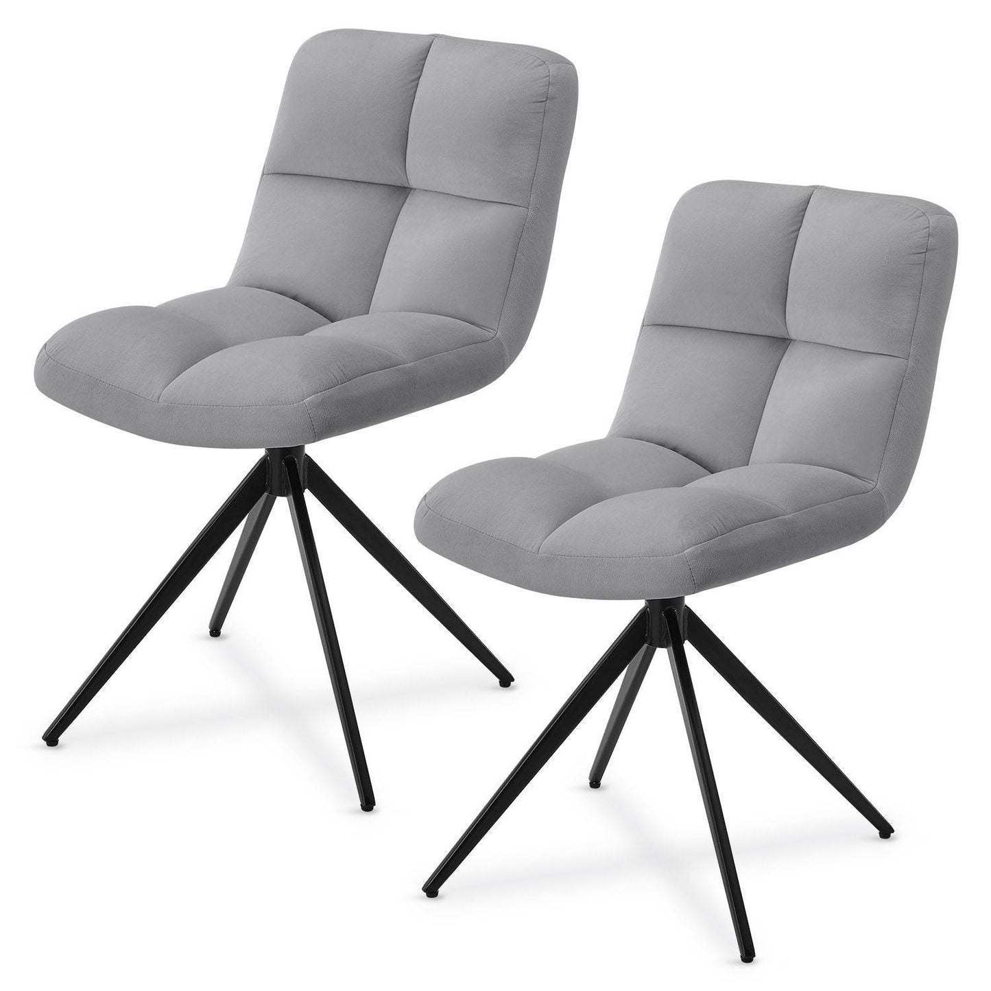 Drehstuhl Dallas 2er Set Samt Hellgrau - Palo24