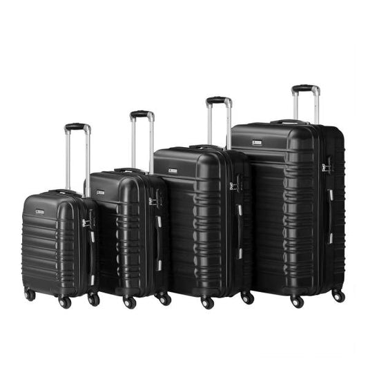 Hartschalen Kofferset Rom - Schwarz 4-teiliges Set mit schlagfester ABS-Hartschale und 360° Rollen