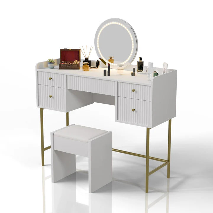 Schminktisch mit Spiegel Samira Touch-LED mit Hocker Melly