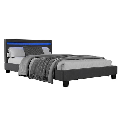 LED Polsterbett Verona 120 x 200 cm grau