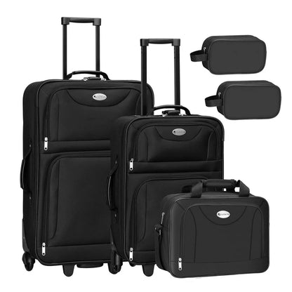 Set valigie trolley Athen - Nero Set da 5 pezzi con 2 trolley, borse a tracolla e 2 beauty case