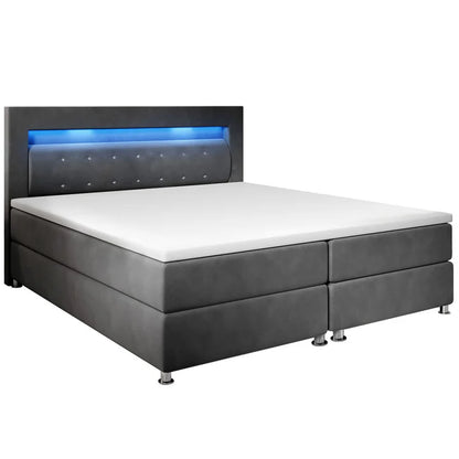 Letto boxspring LED Vancouver 180x200 cm grigio