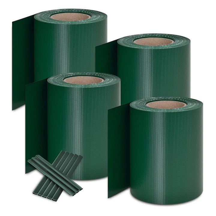 Panneau de clôture à bandes d'intimité en PVC vert, lot de 4
