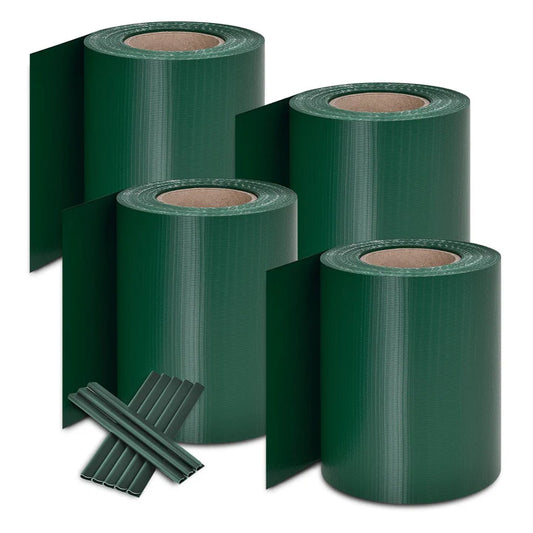 Panneau de clôture à bandes d'intimité en PVC vert, lot de 4