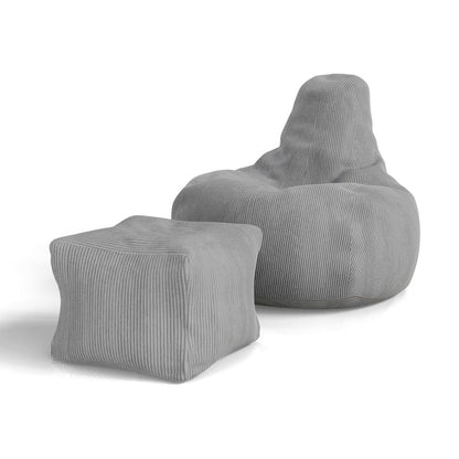 Sitzsack Chillex L mit Hocker Cord Sessel Hellgrau - Palo24