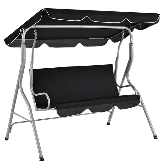 Balançoire Hollywood Cecina 3 places structure en acier enduit noir