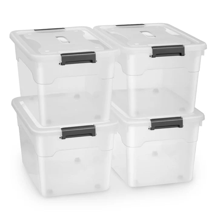 Boîte de rangement 45 L avec couvercle lot de 4