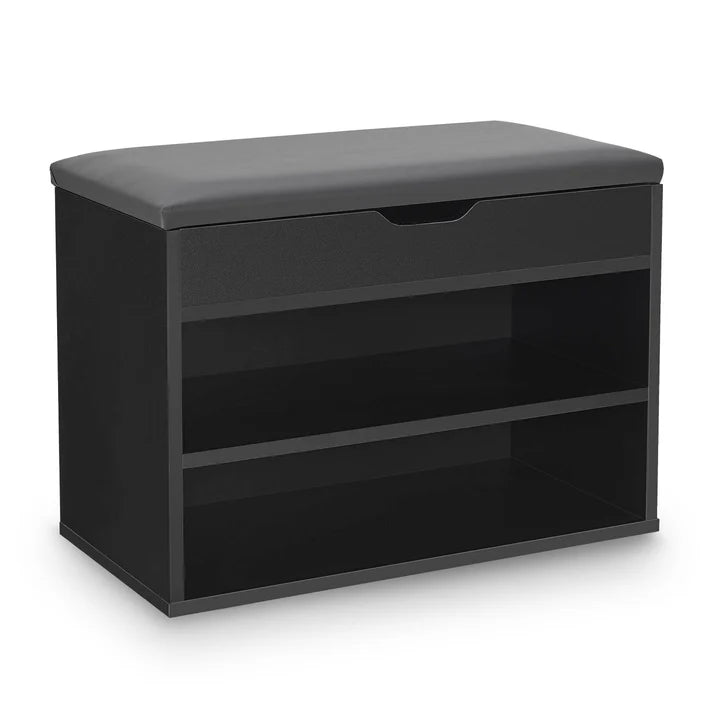 Schuhregal 60x30x44 cm Schwarz / Grau Klappdeckel