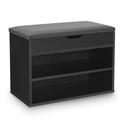 Schuhregal 60x30x44 cm Schwarz / Grau Klappdeckel