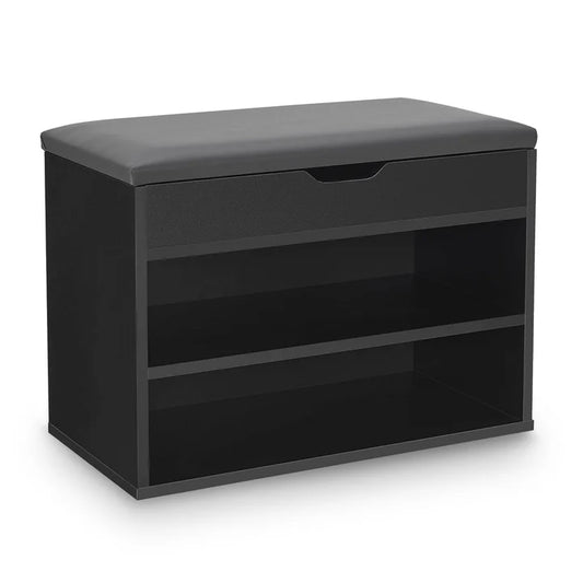 Schuhregal 60x30x44 cm Schwarz / Grau Klappdeckel