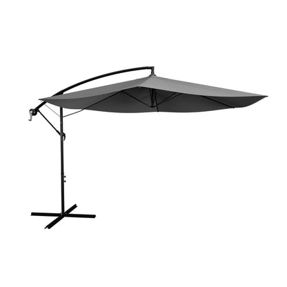 Ombrellone a braccio Brasile Ø 3,0m con manovella e base in grigio scuro