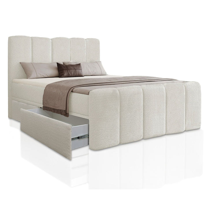 Boxspringbett Manitoba 180x200 cm mit Bettkasten Beige