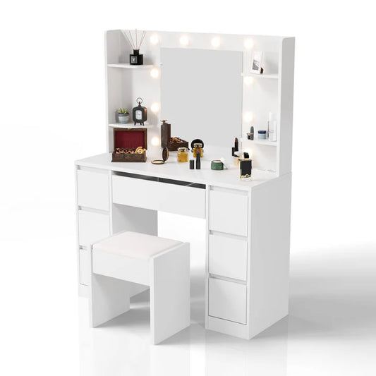 Schminktisch mit Spiegel Malia mit Hocker Melly