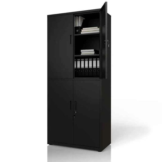 Aktenschrank Büroschrank aus Metall Schwarz