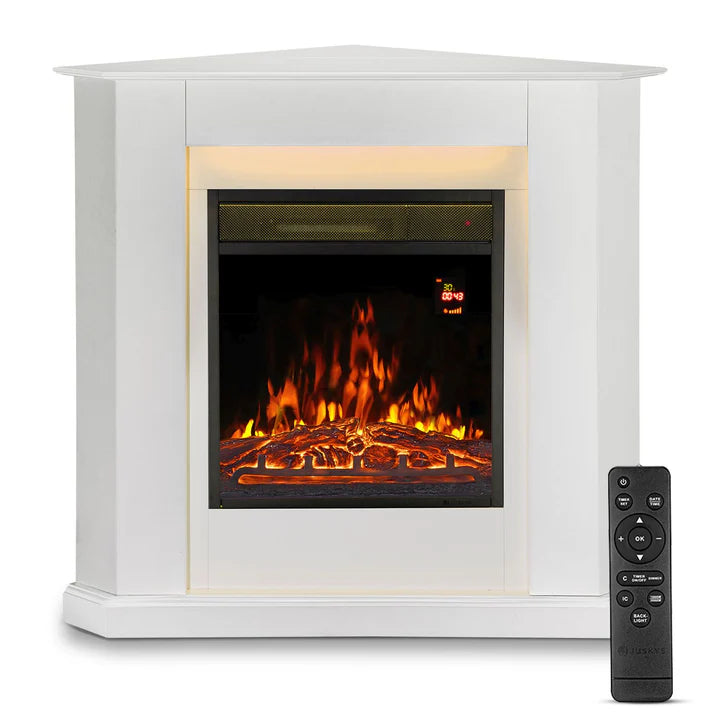 Elektrischer Kamin dreieckig Weiss