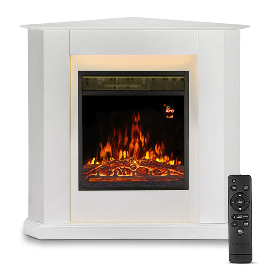 Elektrischer Kamin dreieckig Weiss