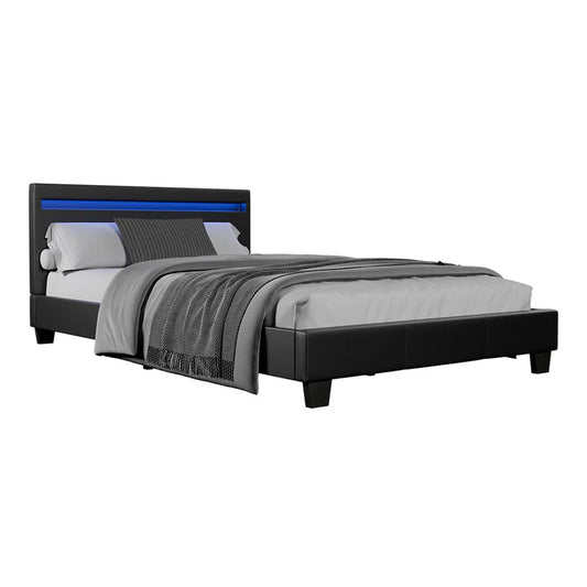 LED Polsterbett 120 x 200 cm Verona mit Lattenrost schwarz