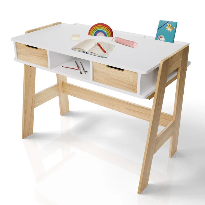 Kinder Schreibtisch Fietje Höhenverstellbar Weiss Natur