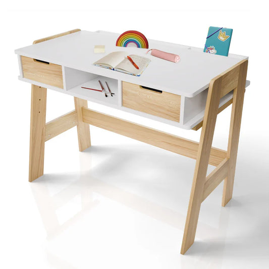 Kinder Schreibtisch Fietje Höhenverstellbar Weiss Natur