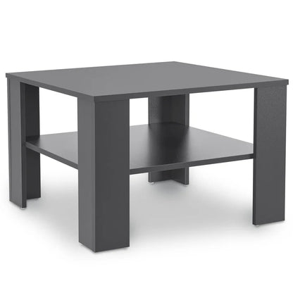 Couchtisch in Dunkelgrau 60x60 cm 2 Ebenen