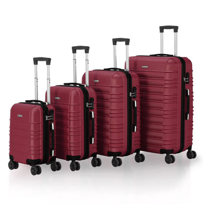 Set de valises rigides Rome - Set 4 pièces rouge avec coque rigide en ABS résistant aux chocs et roues 360°
