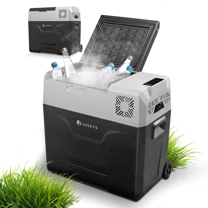 Glacière à compresseur Yukon 50 l avec connexion 12/24 et 230 V, contrôle par application et prise de chargement USB - grise