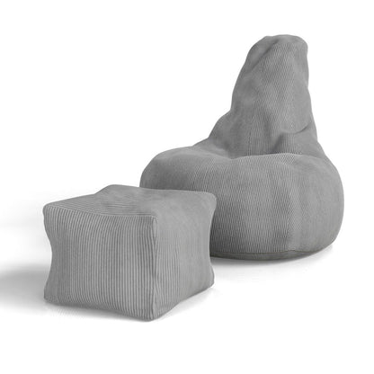 Sitzsack Chillex XL mit Hocker Cord Sessel Hellgrau - Palo24