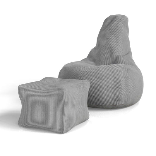 Sitzsack Chillex XL mit Hocker Cord Sessel Hellgrau - Palo24